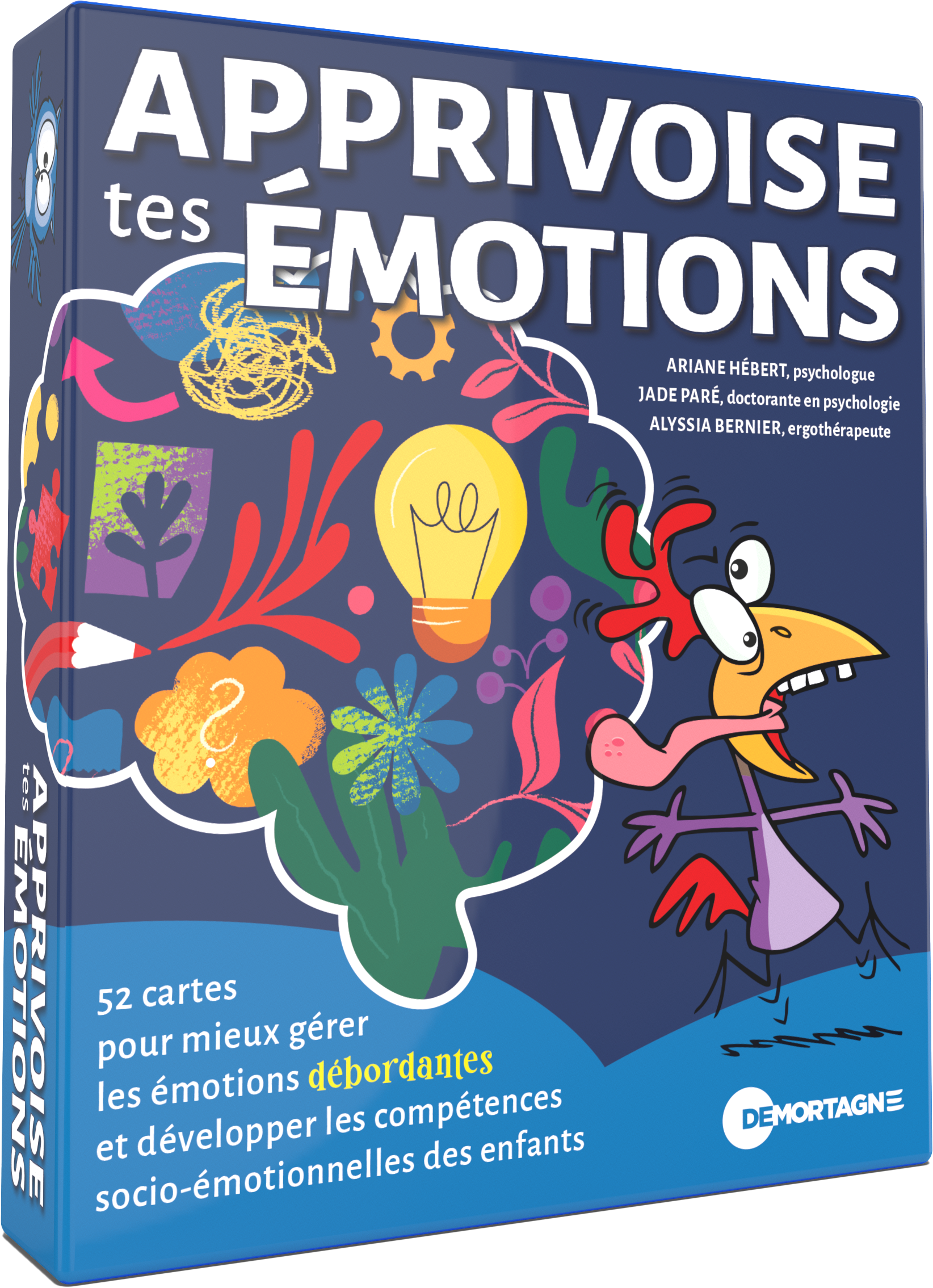Coffret : Apprivoise tes émotions, par Ariane Hébert, Jade Paré et Alyssia Bernier. Publié aux Éditions de Mortagne.